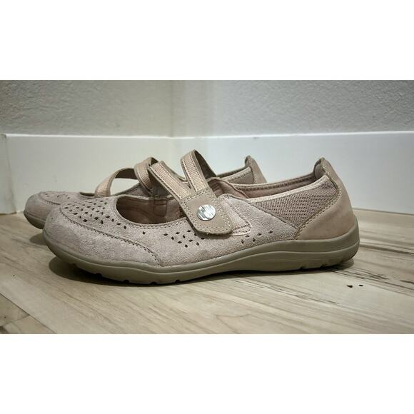 Earth Spirit Shoes Womens Comfort Beige Tan Suede Leather Mary Jane Flats Size 9 - Picture 2 of 7